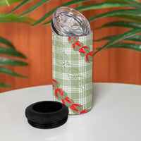 Omaomao Aloha Hawaii 4 in 1 Can Cooler Tumbler Rosebud Lei With Palaka Motif - Polynesian Pride