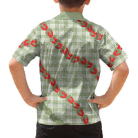 Omaomao Aloha Hawaii Family Matching Off The Shoulder Long Sleeve Dress and Hawaiian Shirt Rosebud Lei With Palaka Motif - Polynesian Pride