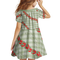 Omaomao Aloha Hawaii Family Matching Off The Shoulder Long Sleeve Dress and Hawaiian Shirt Rosebud Lei With Palaka Motif - Polynesian Pride