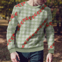 Omaomao Aloha Hawaii Ugly Christmas Sweater Rosebud Lei With Palaka Motif - Polynesian Pride