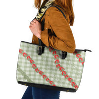 Omaomao Aloha Hawaii Leather Tote Bag Rosebud Lei With Palaka Motif - Polynesian Pride