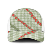 Omaomao Aloha Hawaii Mesh Trucker Cap Rosebud Lei With Palaka Motif LT14 One Size White Green - Polynesian Pride