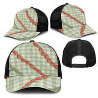 Omaomao Aloha Hawaii Mesh Trucker Cap Rosebud Lei With Palaka Motif LT14 - Polynesian Pride