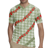 Omaomao Aloha Hawaii Rugby Jersey Rosebud Lei With Palaka Motif - Polynesian Pride