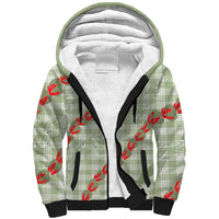 Omaomao Aloha Hawaii Sherpa Hoodie Rosebud Lei With Palaka Motif LT14 Unisex Green - Polynesian Pride