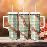 Omaomao Aloha Hawaii Tumbler With Handle Rosebud Lei With Palaka Motif - Polynesian Pride