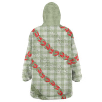 Omaomao Aloha Hawaii Wearable Blanket Hoodie Rosebud Lei With Palaka Motif - Polynesian Pride