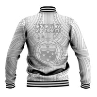 Samoa White Sunday Baseball Jacket Manuia le Aso Sa o Tamaiti Polynesian Plumeria LT14 - Polynesian Pride