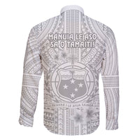 samoa-white-sunday-family-matching-off-shoulder-long-sleeve-dress-and-hawaiian-shirt-manuia-le-aso-sa-o-tamaiti-polynesian-plumeria