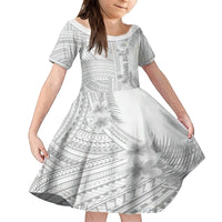 Samoa White Sunday Family Matching Puletasi Dress and Hawaiian Shirt Manuia le Aso Sa o Tamaiti Polynesian Plumeria LT14 Daughter's Dress White - Polynesian Pride