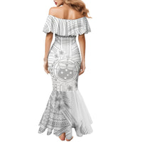 Personalised Samoa White Sunday Mermaid Dress Manuia le Aso Sa o Tamaiti Polynesian Plumeria LT14 - Polynesian Pride