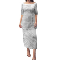 Personalised Samoa White Sunday Puletasi Manuia le Aso Sa o Tamaiti Polynesian Plumeria LT14 Long Dress White - Polynesian Pride