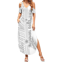 Personalised Samoa White Sunday Summer Maxi Dress Manuia le Aso Sa o Tamaiti Polynesian Plumeria LT14 Women White - Polynesian Pride