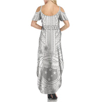 Personalised Samoa White Sunday Summer Maxi Dress Manuia le Aso Sa o Tamaiti Polynesian Plumeria LT14 - Polynesian Pride