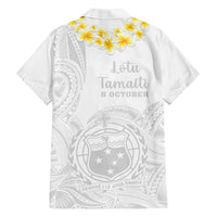 Samoa White Sunday Hawaiian Shirt Lotu Tamaiti 2023 With Coat Of Arms LT14 - Polynesian Pride