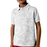Polynesia White Sunday Kid Polo Shirt Polynesian Pattern With Tropical Flowers LT14 Kid White - Polynesian Pride