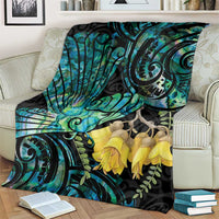 New Zealand Fantail Bird Blanket Maori Piwakawaka Kowhai - Paua Shell Pattern LT14 - Polynesian Pride