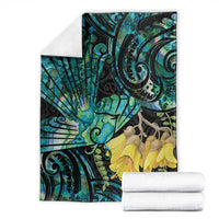 New Zealand Fantail Bird Blanket Maori Piwakawaka Kowhai - Paua Shell Pattern LT14 - Polynesian Pride