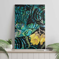 New Zealand Fantail Bird Canvas Wall Art Maori Piwakawaka Kowhai - Paua Shell Pattern LT14 - Polynesian Pride