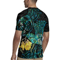 New Zealand Fantail Bird Rugby Jersey Maori Piwakawaka Kowhai - Paua Shell Pattern