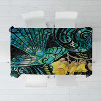 New Zealand Fantail Bird Tablecloth Maori Piwakawaka Kowhai - Paua Shell Pattern LT14 Green - Polynesian Pride