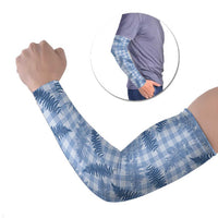 Blue Palaka Hawaii Palapalai Arm Sleeves Hawaiian Fern LT14 Set of 2 Blue - Polynesian Pride