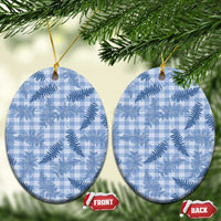 Blue Palaka Hawaii Palapalai Ceramic Ornament Hawaiian Fern - Polynesian Pride