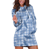 Blue Palaka Hawaii Palapalai Hoodie Dress Hawaiian Fern - Polynesian Pride