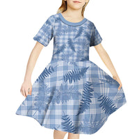 Blue Palaka Hawaii Palapalai Kid Short Sleeve Dress Hawaiian Fern LT14 - Polynesian Pride