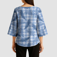 Blue Palaka Hawaii Palapalai Kimono Sleeve Blouse - Hawaiian Fern LT14 - Polynesian Pride