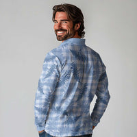 Blue Palaka Hawaii Palapalai Long Sleeve Polo Shirt Hawaiian Fern LT14 - Polynesian Pride