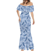 Blue Palaka Hawaii Palapalai Mermaid Dress Hawaiian Fern LT14 - Polynesian Pride