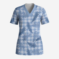 Blue Palaka Hawaii Palapalai Scrub Top Hawaiian Fern LT14 Adult Blue - Polynesian Pride