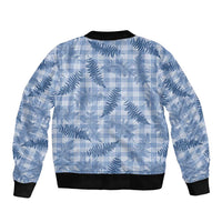 Blue Palaka Hawaii Palapalai Sleeve Zip Bomber Jacket Hawaiian Fern - Polynesian Pride