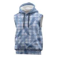 Blue Palaka Hawaii Palapalai Sleeveless Hoodie Hawaiian Fern LT14 Blue - Polynesian Pride