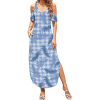 Blue Palaka Hawaii Palapalai Summer Maxi Dress Hawaiian Fern LT14 Women Blue - Polynesian Pride