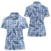 Blue Palaka Hawaii Palapalai Women Polo Shirt Hawaiian Fern LT14 - Polynesian Pride