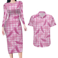 Purple Palaka Hawaii Palapalai Couples Matching Long Sleeve Bodycon Dress and Hawaiian Shirt Hawaiian Fern - Polynesian Pride