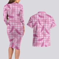 Purple Palaka Hawaii Palapalai Couples Matching Long Sleeve Bodycon Dress and Hawaiian Shirt Hawaiian Fern - Polynesian Pride
