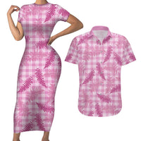 Purple Palaka Hawaii Palapalai Couples Matching Short Sleeve Bodycon Dress and Hawaiian Shirt Hawaiian Fern - Polynesian Pride