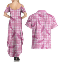 Purple Palaka Hawaii Palapalai Couples Matching Summer Maxi Dress and Hawaiian Shirt Hawaiian Fern - Polynesian Pride