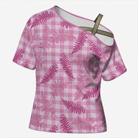 Purple Palaka Hawaii Palapalai Cross Shoulder Shirt Hawaiian Fern LT14 Female Purple - Polynesian Pride