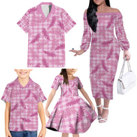 Purple Palaka Hawaii Palapalai Family Matching Off The Shoulder Long Sleeve Dress and Hawaiian Shirt Hawaiian Fern - Polynesian Pride