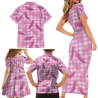 Purple Palaka Hawaii Palapalai Family Matching Short Sleeve Bodycon Dress and Hawaiian Shirt Hawaiian Fern - Polynesian Pride