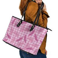 Purple Palaka Hawaii Palapalai Leather Tote Bag Hawaiian Fern LT14 - Polynesian Pride
