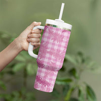 Purple Palaka Hawaii Palapalai Tumbler With Handle Hawaiian Fern - Polynesian Pride