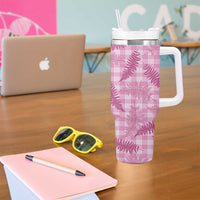 Purple Palaka Hawaii Palapalai Tumbler With Handle Hawaiian Fern - Polynesian Pride