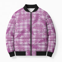 Pink Palaka Hawaii Palapalai Bomber Puffer Jacket Hawaiian Fern LT14 Unisex Pink - Polynesian Pride