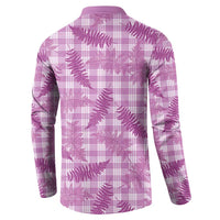 Pink Palaka Hawaii Palapalai Button Sweatshirt Hawaiian Fern LT14 - Polynesian Pride