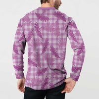 Pink Palaka Hawaii Palapalai Button Sweatshirt Hawaiian Fern LT14 - Polynesian Pride